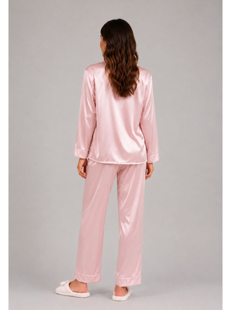 Pijama de satén fluido Kebello Rosa - Kiabi