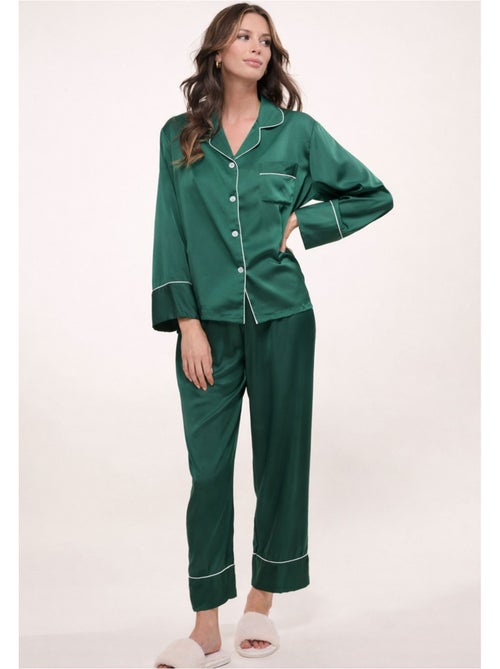 Pijama de satén fluido Kebello - Kiabi Pijama de satén fluido Kebello - Kiabi