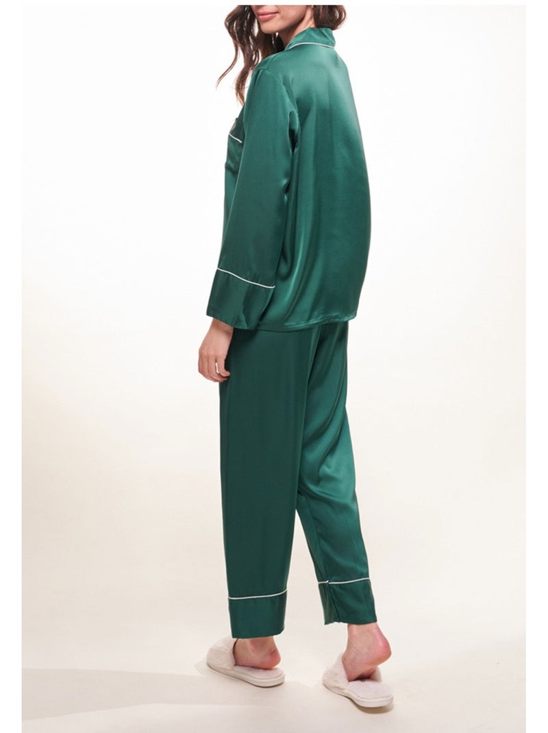 Pijama de satén fluido Kebello Verde - Kiabi