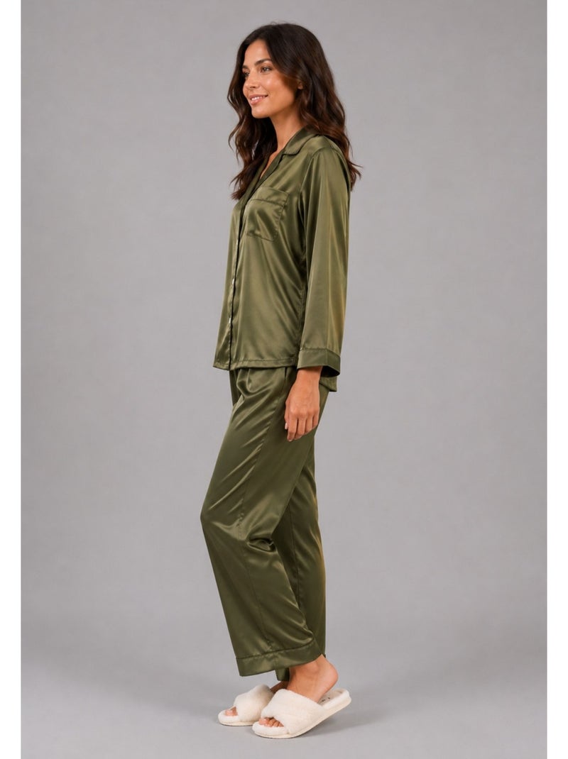 Pijama de satén fluido Kebello Verde - Kiabi