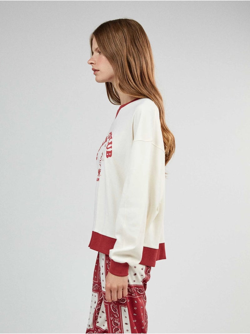 Pijama de snoopy con pantalón estampado paisley Crudo - Kiabi