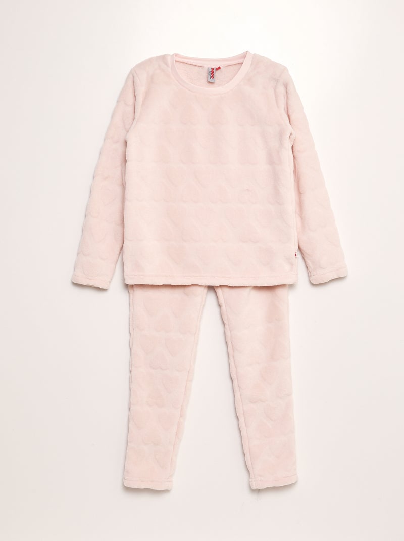 Pijama de tejido polar con motivos de corazones - 2 piezas ROSA - Kiabi