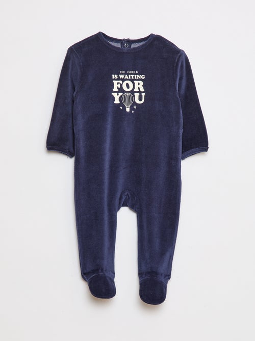 Pijama de tejido polar con pies y adorno delantero - Kiabi