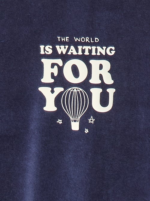 Pijama de tejido polar con pies y adorno delantero - Kiabi