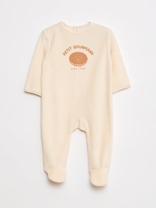 Pijama de tejido polar con pies y adorno delantero