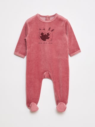 Pijama de tejido polar con pies y adorno delantero