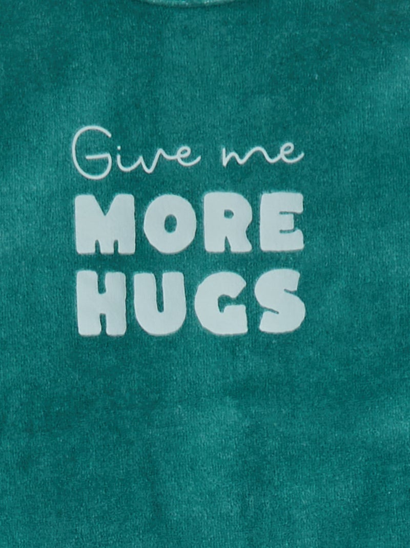 Pijama de tejido polar con pies y adorno delantero Verde - Kiabi