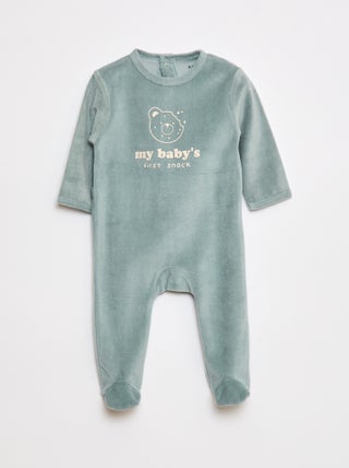 Pijama de tejido polar con pies y adorno delantero