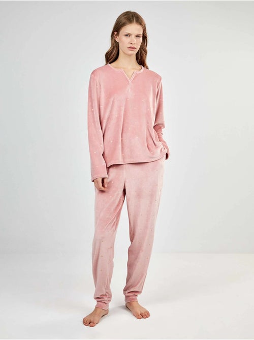 Pijama de tejido polar elástico estampado con estrellitas en glitter - Kiabi Pijama de tejido polar elástico estampado con estrellitas en glitter - Kiabi