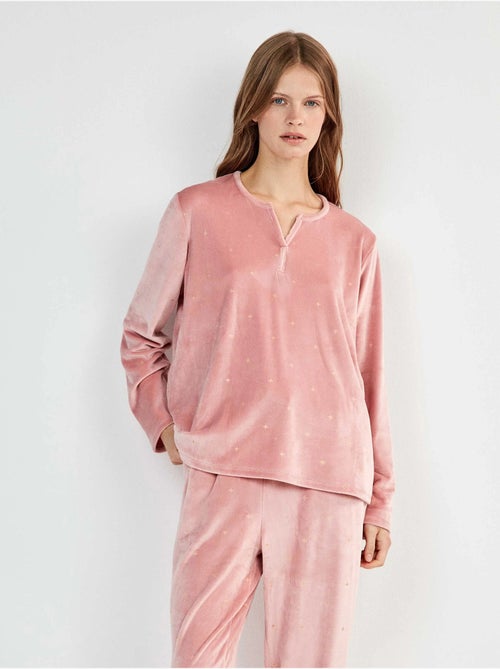 Pijama de tejido polar elástico estampado con estrellitas en glitter - Kiabi Pijama de tejido polar elástico estampado con estrellitas en glitter - Kiabi