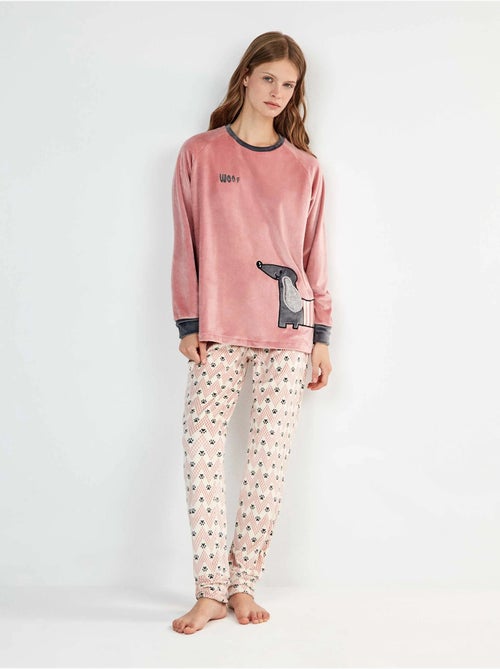 Pijama de tejido polar elástico estampado - Kiabi Pijama de tejido polar elástico estampado - Kiabi