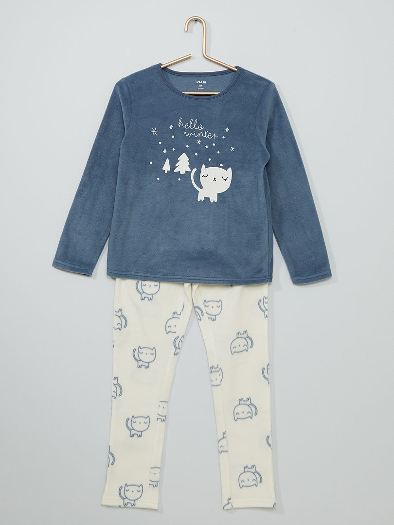 Pijama de tejido polar estampado BLANCO - Kiabi