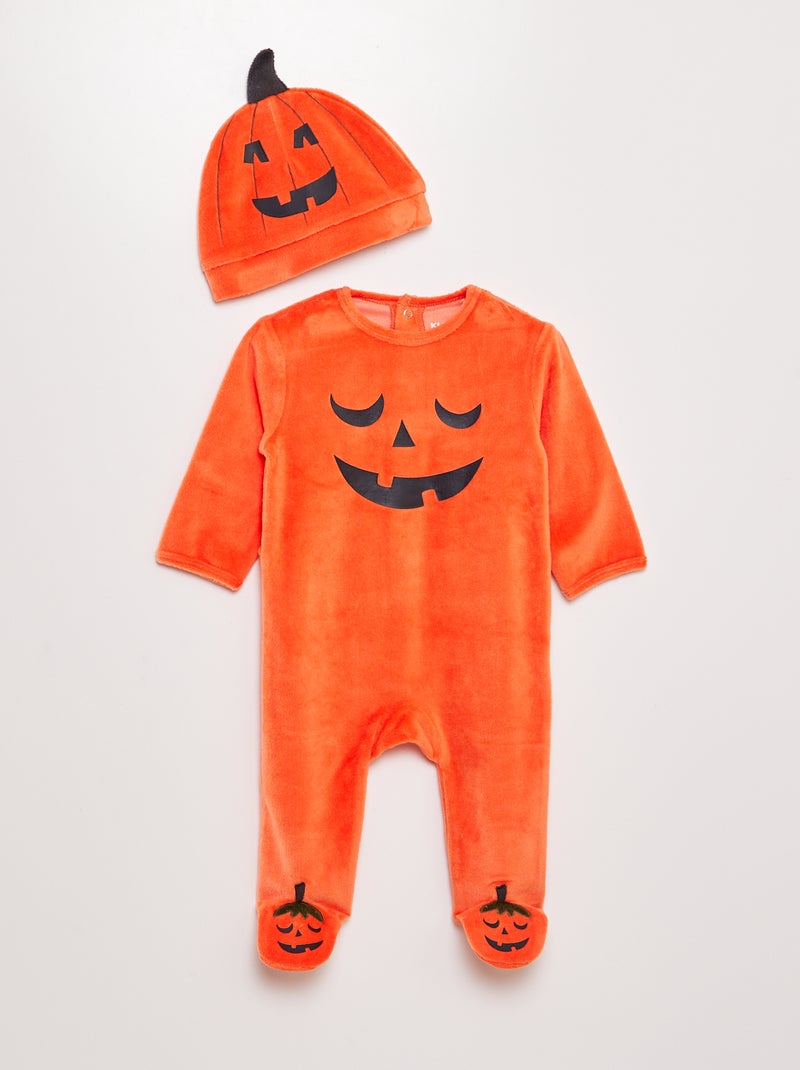 Pijama de tejido polar + gorro - Halloween NARANJA - Kiabi