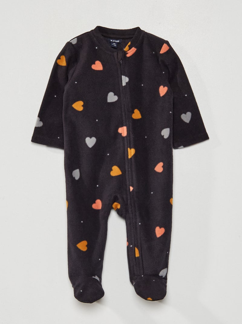 Pijama de tejido polar NEGRO - Kiabi