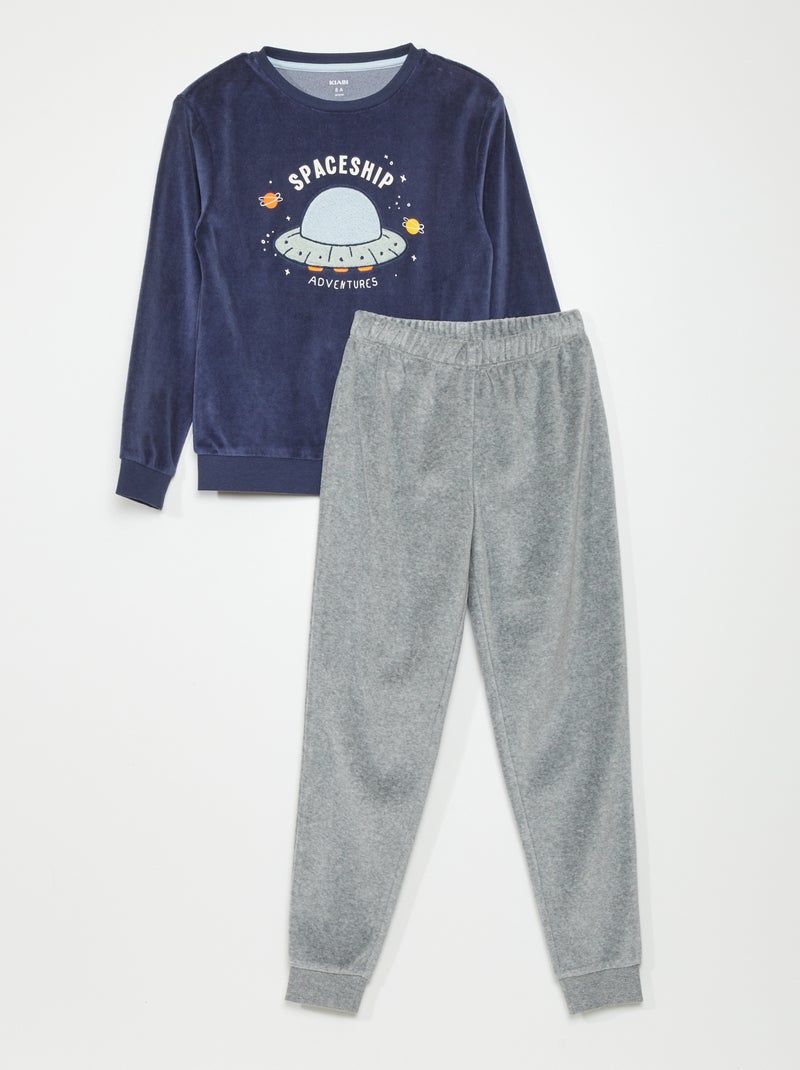 Pijama de terciopelo - 2 piezas AZUL - Kiabi