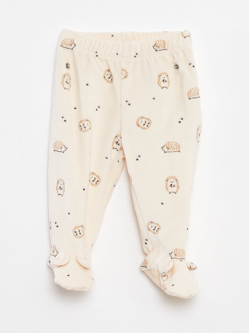 Pijama de terciopelo - 2 piezas Blanco - Kiabi