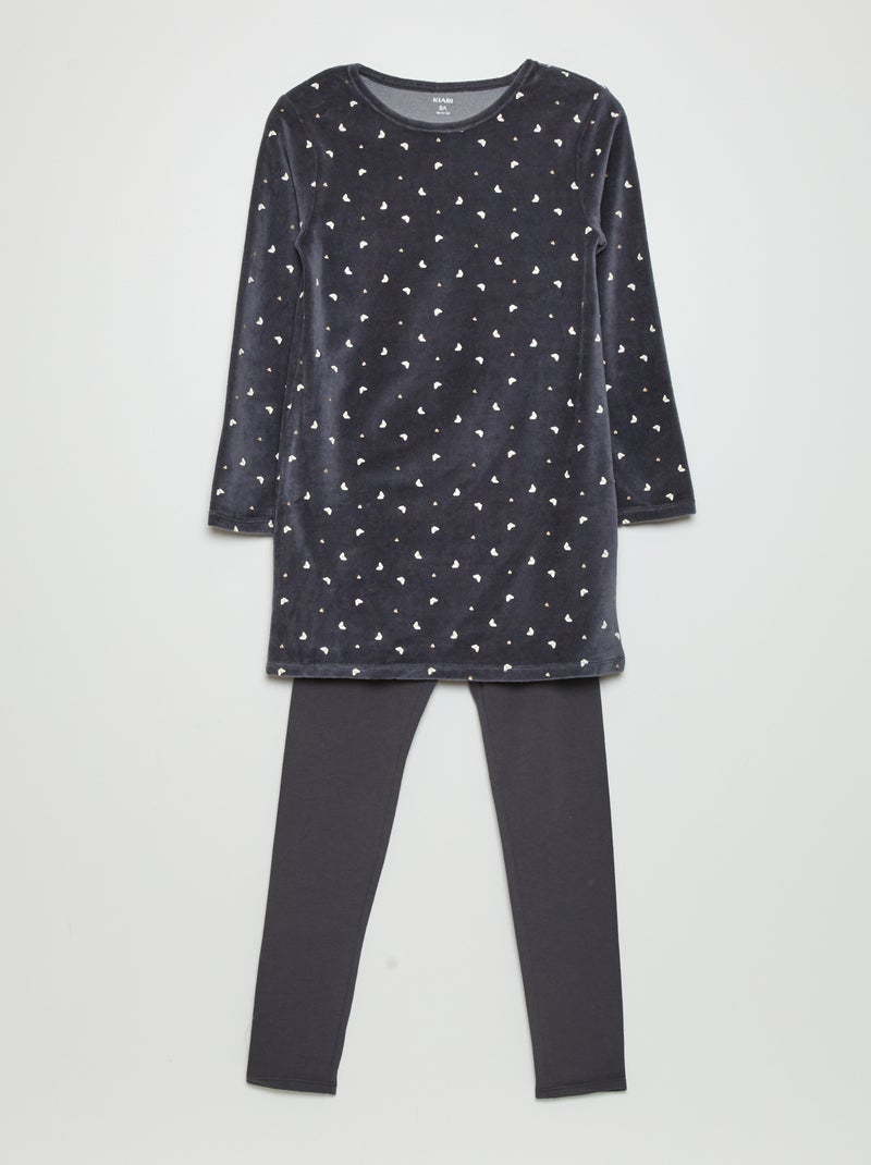 Pijama de terciopelo - 2 piezas NEGRO - Kiabi