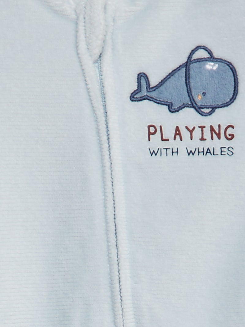 Pijama de terciopelo acanalado AZUL - Kiabi