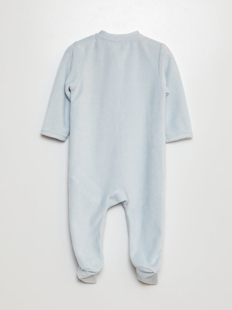 Pijama de terciopelo acanalado AZUL - Kiabi