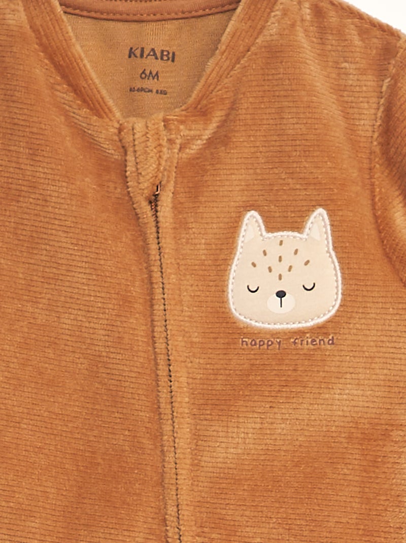 Pijama de terciopelo acanalado MARRON - Kiabi