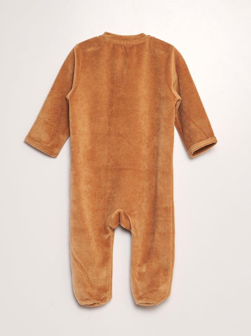 Pijama de terciopelo acanalado MARRON - Kiabi