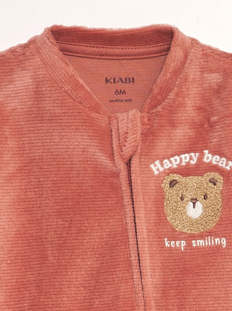 Pijama de terciopelo acanalado ROSA - Kiabi