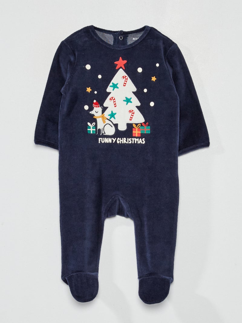 Pijama de terciopelo AZUL - Kiabi
