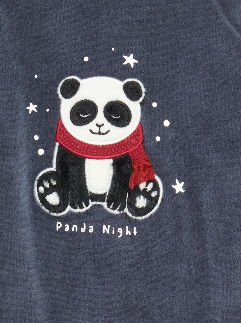 Pijama de terciopelo con adorno Azul - Kiabi
