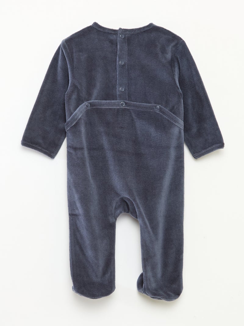 Pijama de terciopelo con adorno Azul - Kiabi