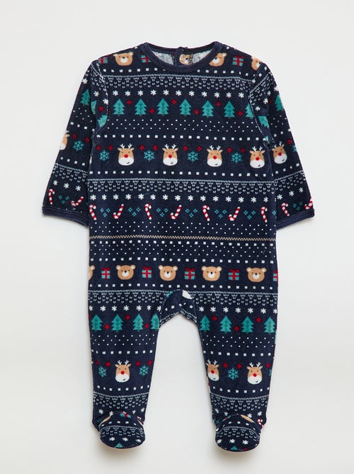 Pijama de terciopelo con adorno - Kiabi