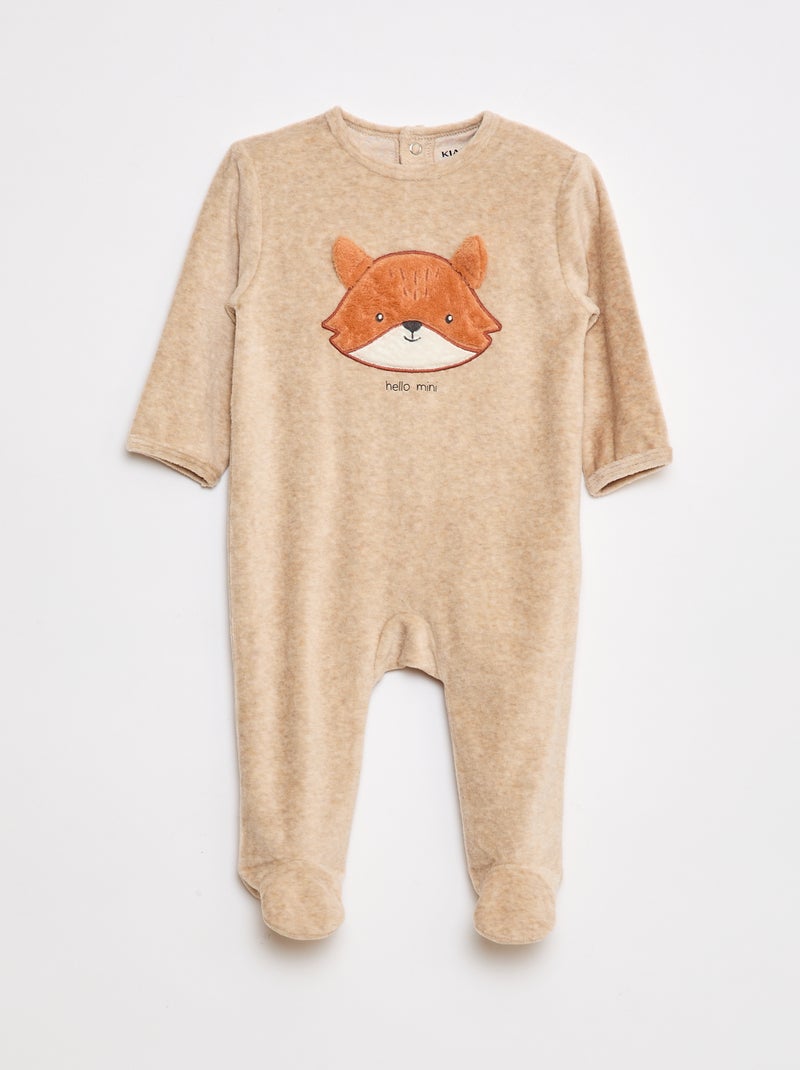Pijama de terciopelo con adorno Beige - Kiabi