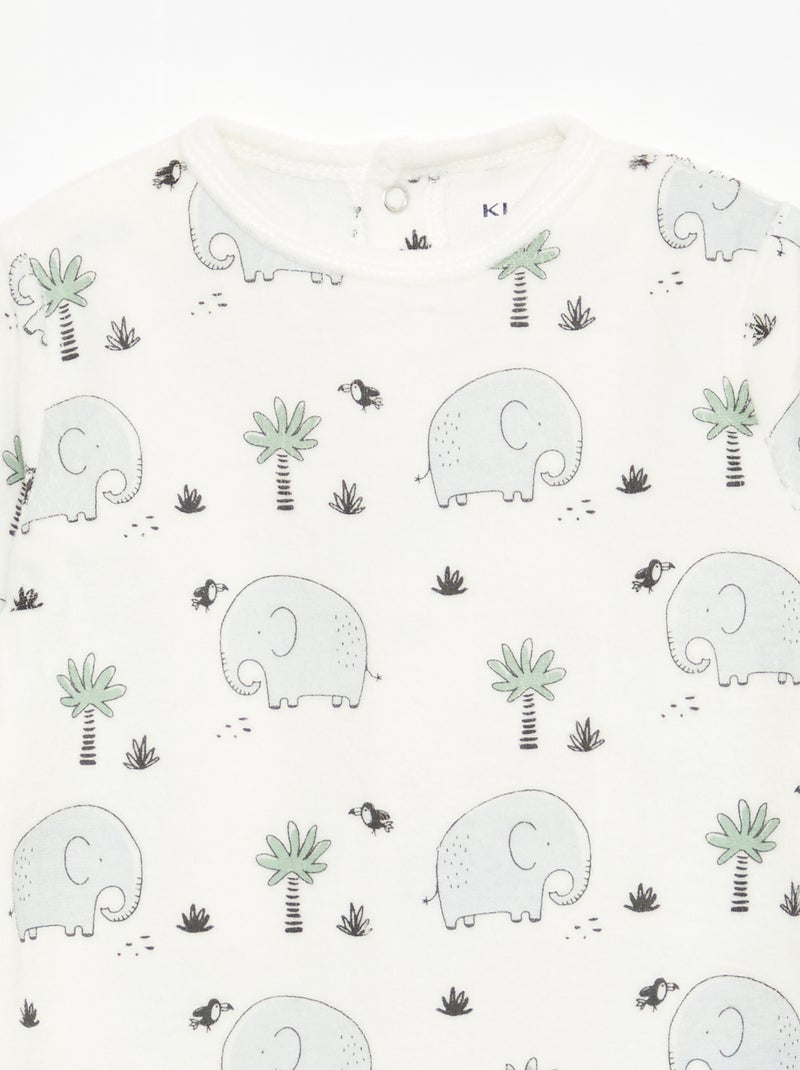 Pijama de terciopelo con adorno Blanco - Kiabi