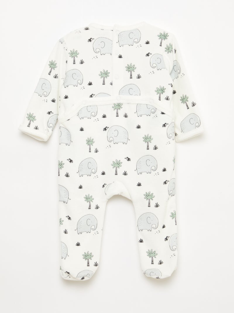 Pijama de terciopelo con adorno Blanco - Kiabi
