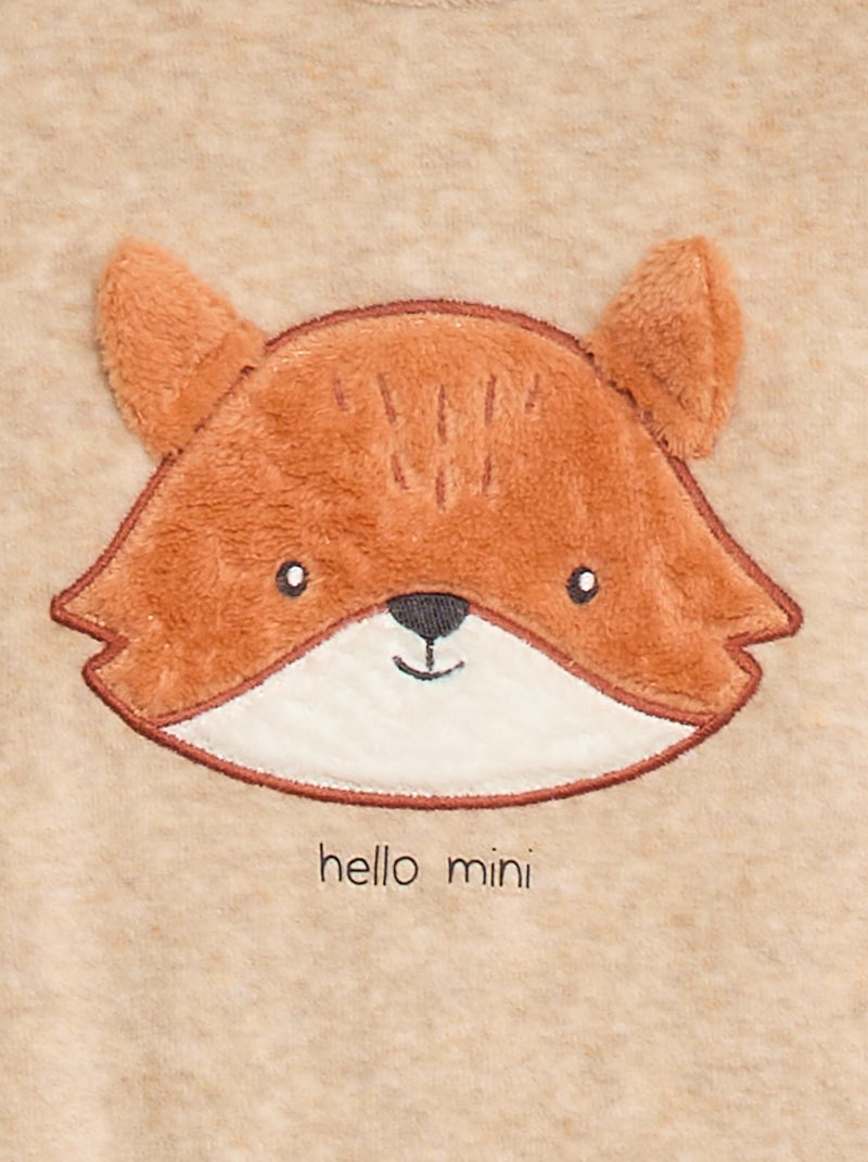 Pijama de terciopelo con animación Beige - Kiabi