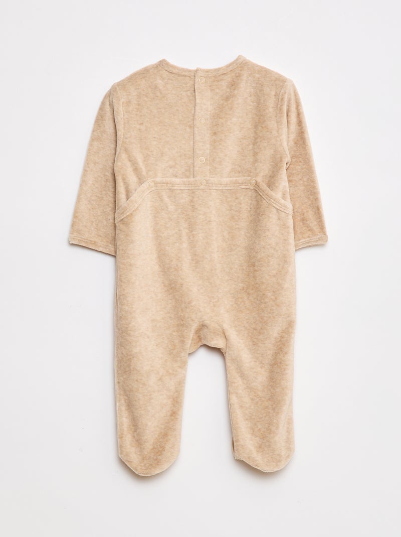Pijama de terciopelo con animación Beige - Kiabi