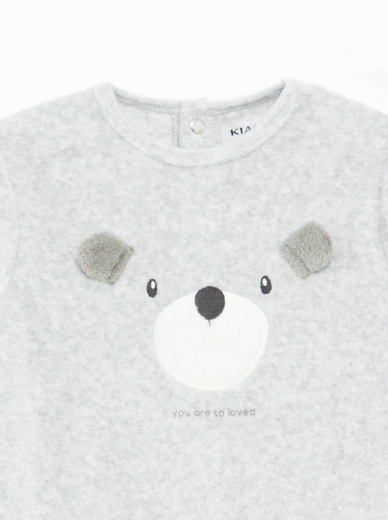 Pijama de terciopelo con animación Gris - Kiabi