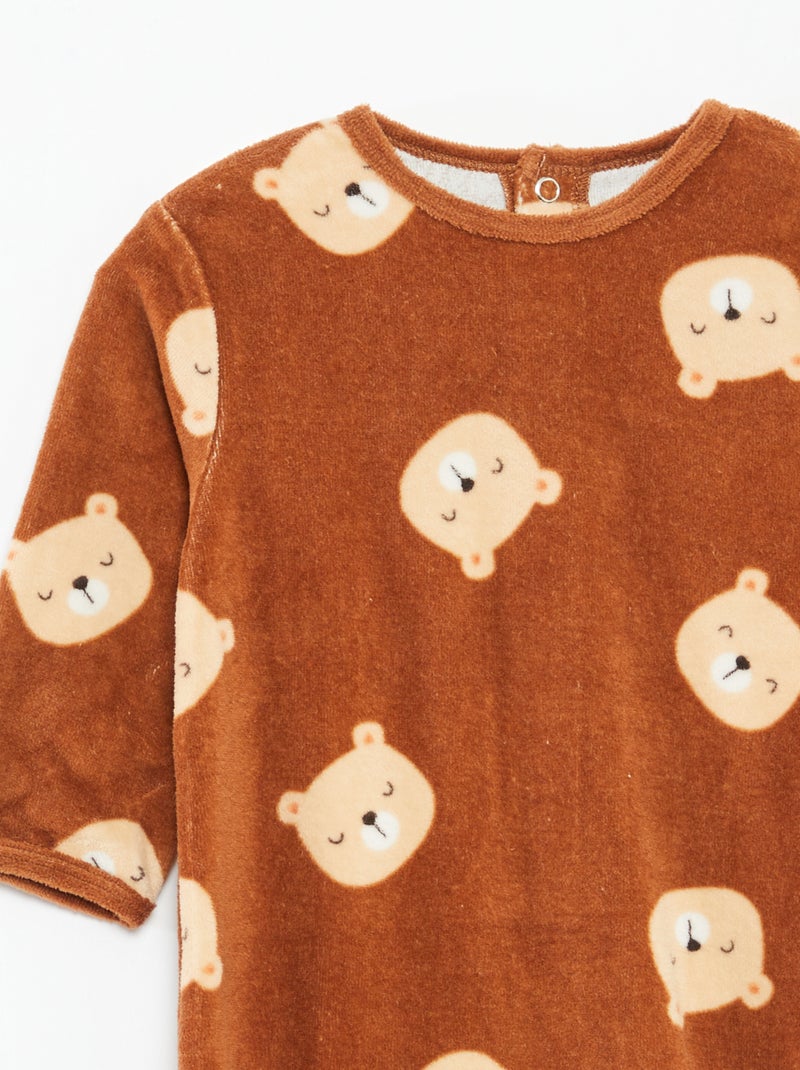 Pijama de terciopelo con animación Marron - Kiabi