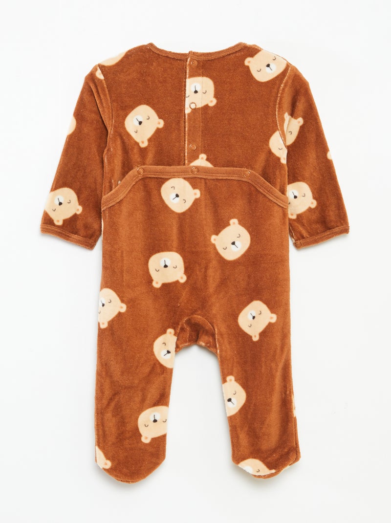 Pijama de terciopelo con animación Marron - Kiabi