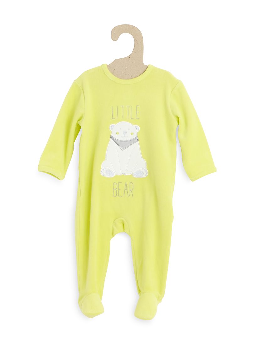 Pijama de terciopelo con bordado amarillo - Kiabi