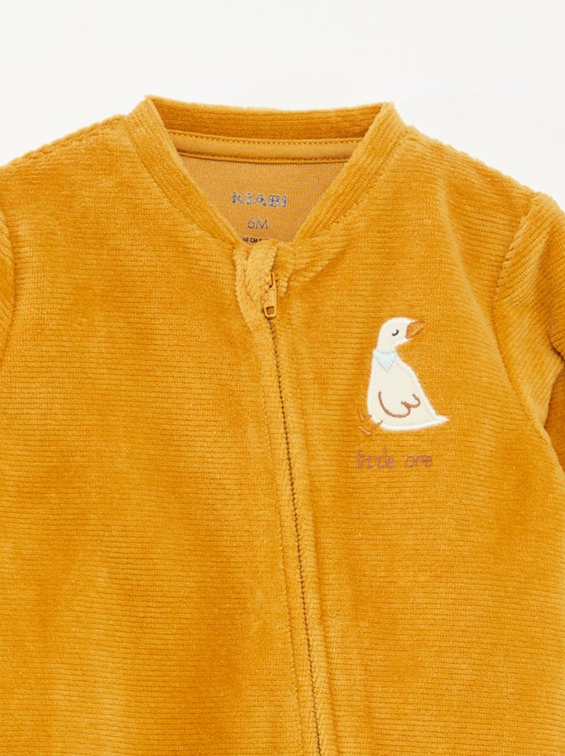 Pijama de terciopelo con cremallera Amarillo - Kiabi