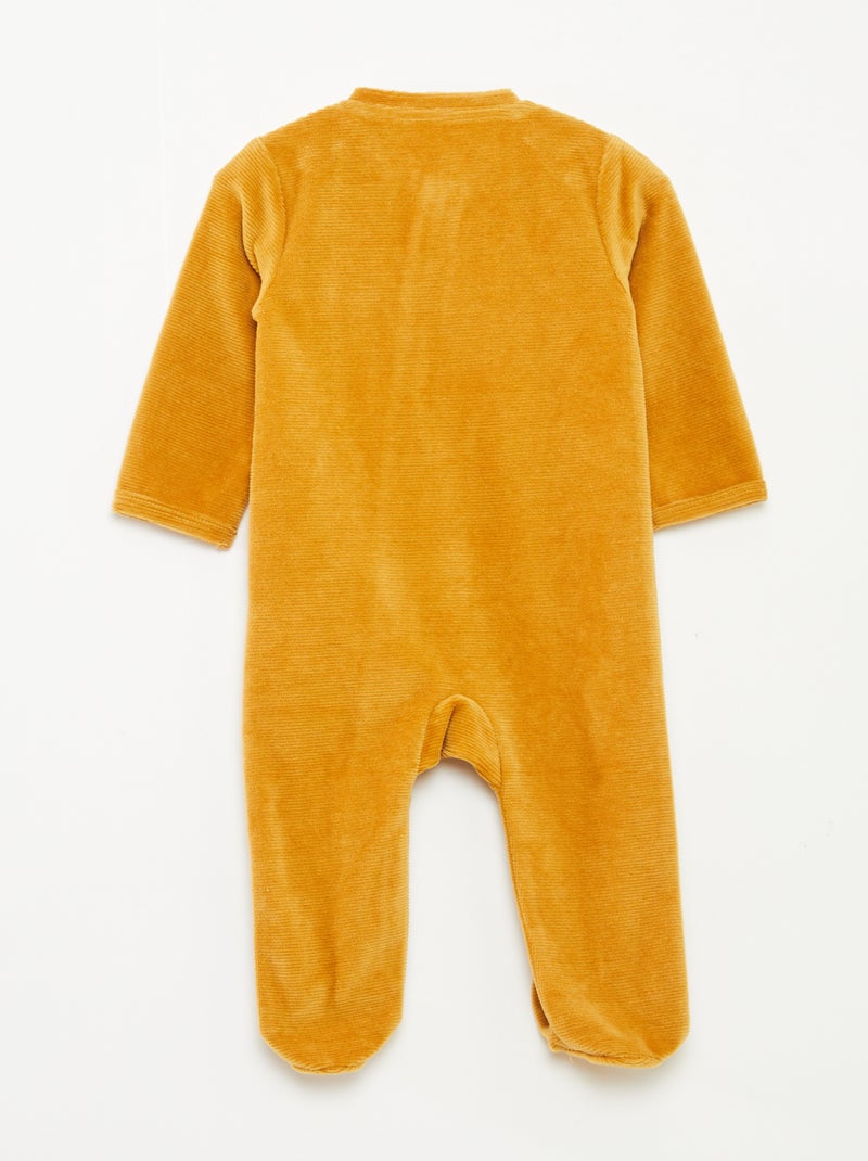 Pijama de terciopelo con cremallera Amarillo - Kiabi