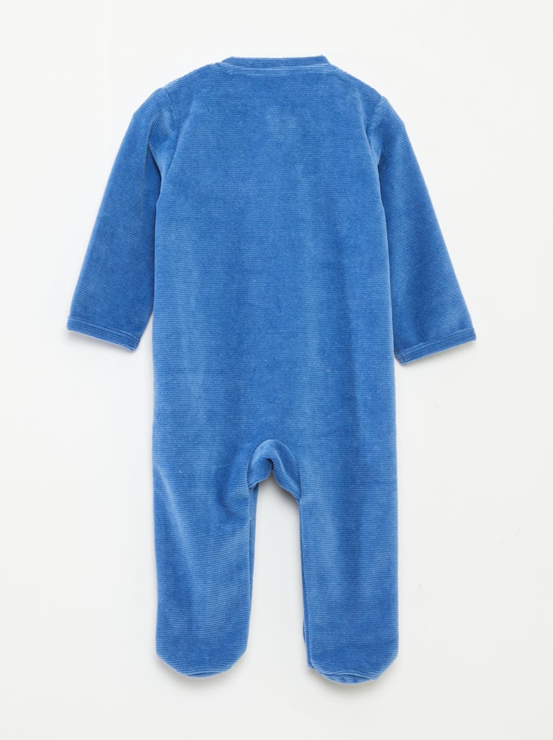 Pijama de terciopelo con cremallera Azul - Kiabi