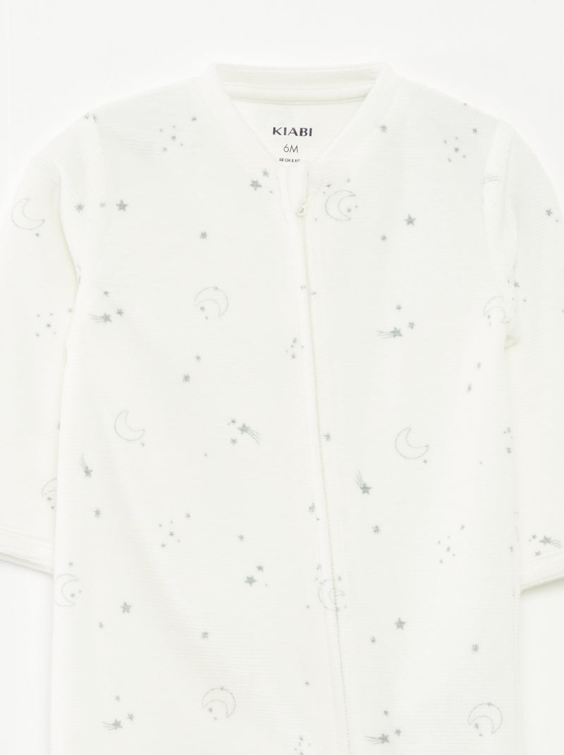 Pijama de terciopelo con cremallera Gris - Kiabi
