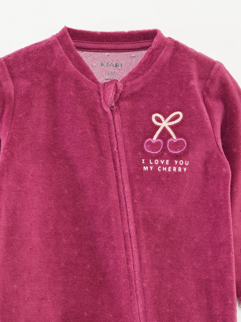 Pijama de terciopelo con cremallera Rosa - Kiabi