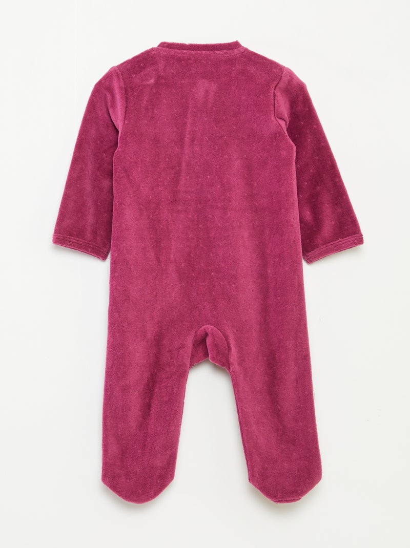 Pijama de terciopelo con cremallera Rosa - Kiabi