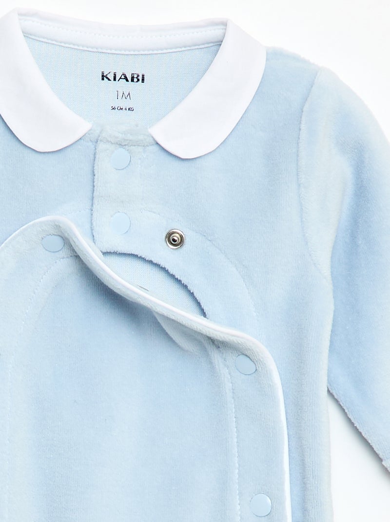 Pijama de terciopelo con cuello bebé Azul - Kiabi