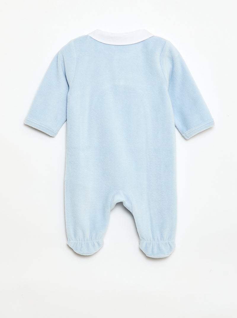 Pijama de terciopelo con cuello bebé Azul - Kiabi
