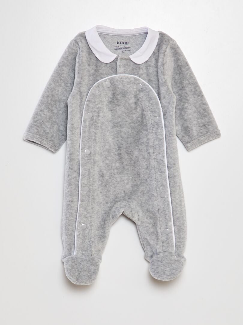 Pijama de terciopelo con cuello bebé GRIS - Kiabi