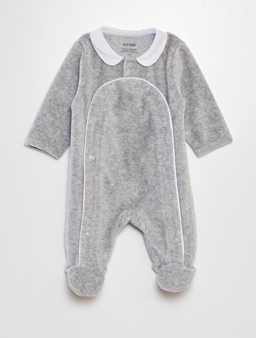 Pijama de terciopelo con cuello bebé - Kiabi