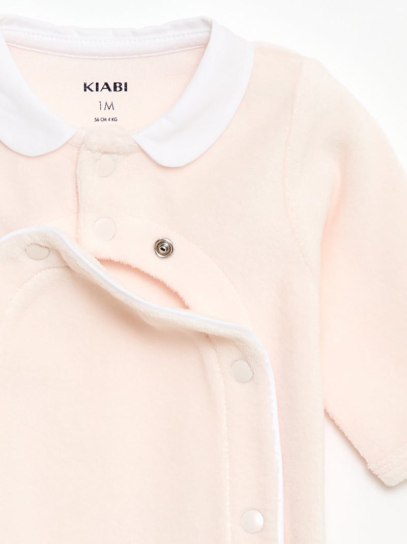 Pijama de terciopelo con cuello bebé Rosa - Kiabi